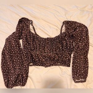 Lulu's brown and Pink Floral Blouse